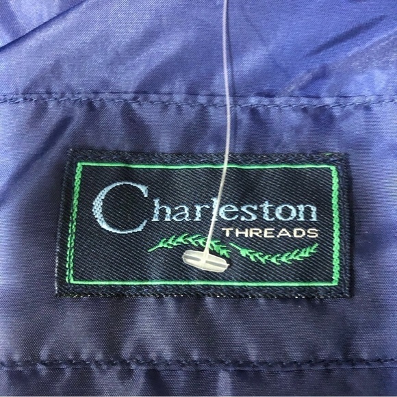 Charleston Threads Blue Quilted Vest With Yellow Piping Size M NWT - Picture 3 of 6